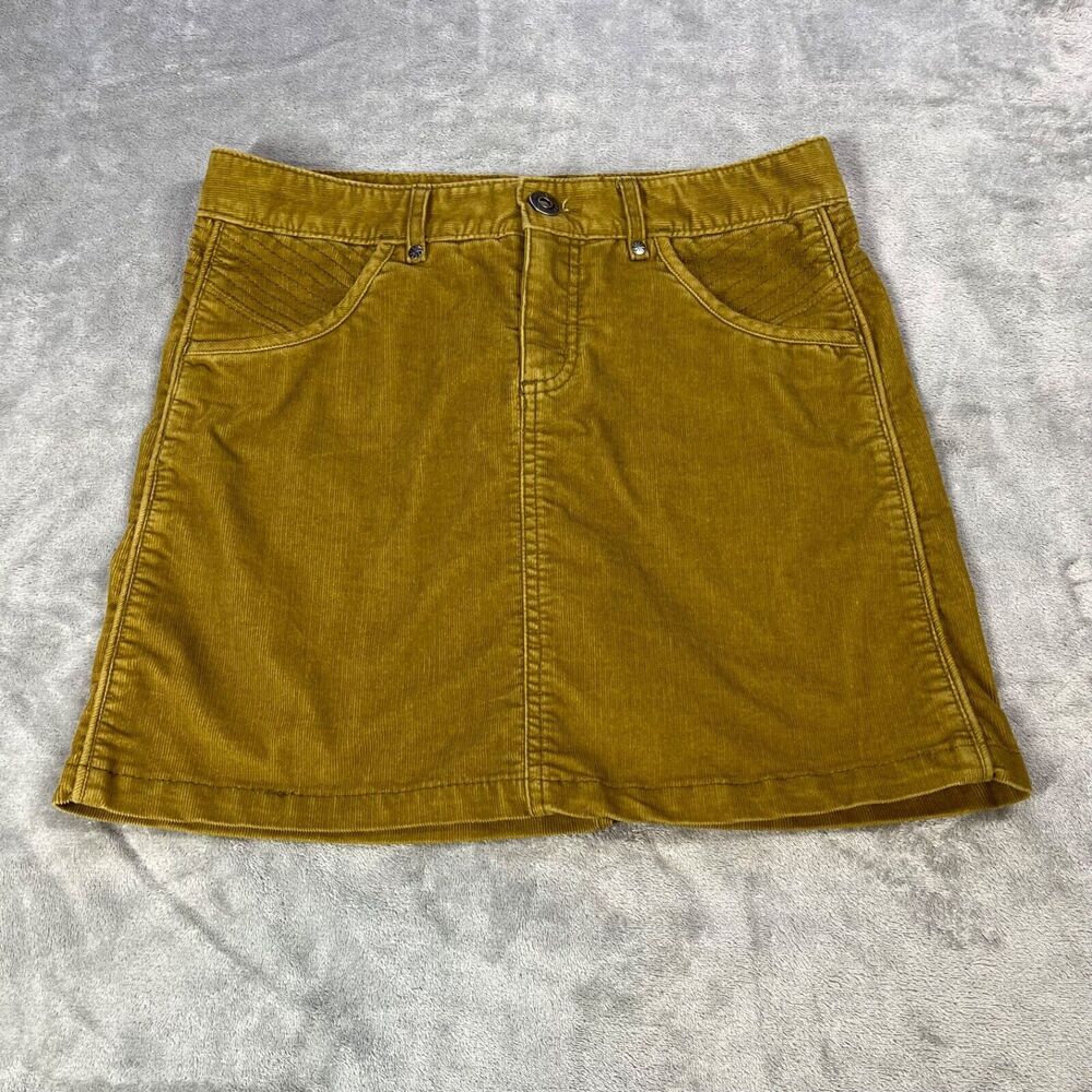 Athleta Women's‎ Mini Skirt Size 4 Mustard Yellow Corduroy5-Pocket Casual Cotton